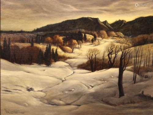 Paul Lauritz (American/Norwegian, 1889-1975), Snowfall on the Hills, oil on canvas, signed lower