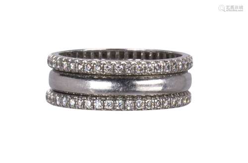 (Lot of 3) Tiffany & Co. diamond and platinum eternity bands Including 2) matching Tiffany & Co.