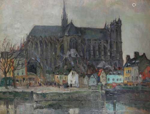 Robert Antoine Pinchon (French, 1886-1943), La Cathedrale d'Amiens, oil on canvas, signed lower