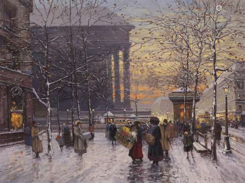 Eugene Galien-Laloue (French, 1854-1941), Madeleine a Paris, oil on canvas, signed lower right,