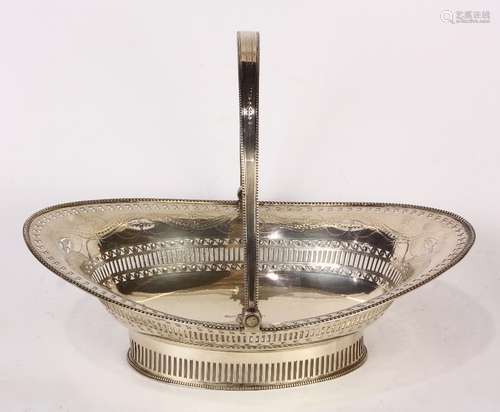 George III sterling silver swing handled basket, London, 1786, by John Langlands I & John