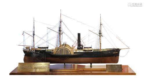 Paddle Wheel Steamer 'California' ship model, originally built in 1848 by William Webb in New