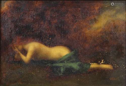 Jean-Jacques Henner (French, 1829-1905), Nu avec des Cheveux Rouges, oil on canvas, signed lower