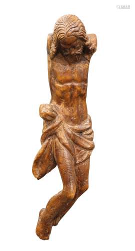 Continental carved wood Corpus Christi, 17th/18th century, the figure depicted with a well
