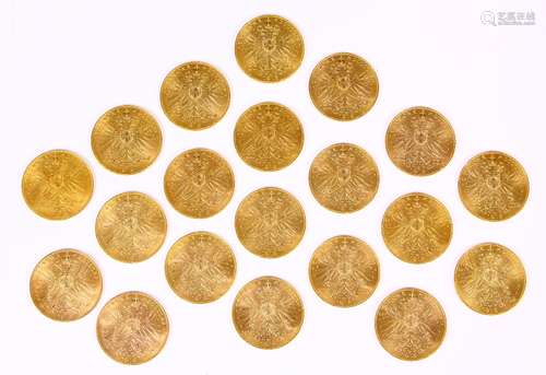 (lot of 20) Austria 100 Corona gold coins, all dated 1915 and mostly uncirculated