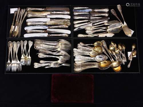 (lot of 106) German 800 silver flatware service, by Heiden, consisting of (8) dinner knives, 10