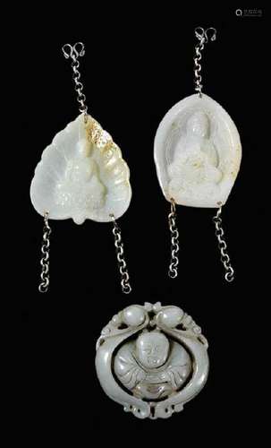 Three Jade/Hardstone Pendants/Toggle