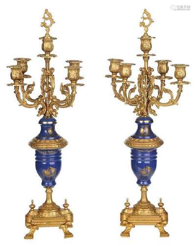 Pair Italian Brevettato Five Light Candelabra