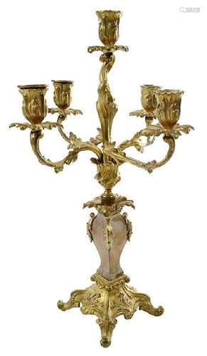 Five Light Gilt Bronze Candelabra