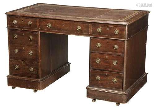 Regency Style Mahogany Pedestal Desk