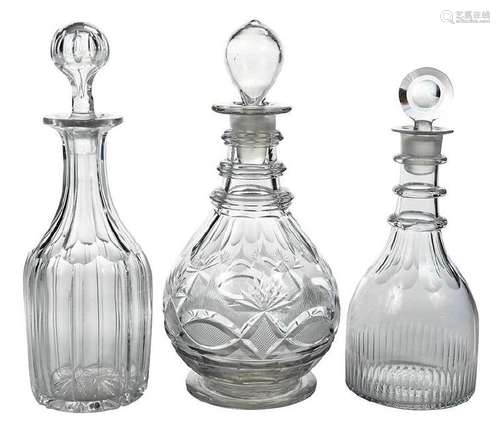 Three 18th/19th Century Cut Glass Decanters