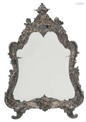 Baroque Style Silver-Plated Figural Mirror