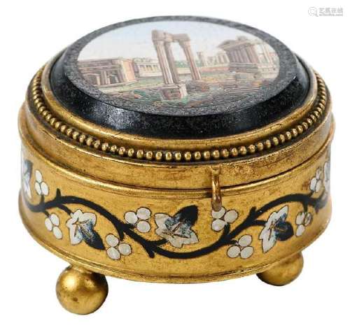 Micromosaic Gilt and Enamel Decorated Box