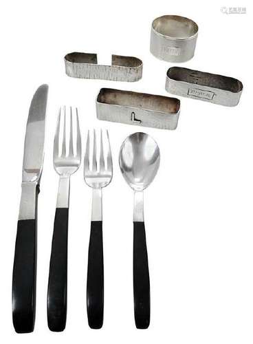 22 Pieces Silver Flatware and Napkins Rings