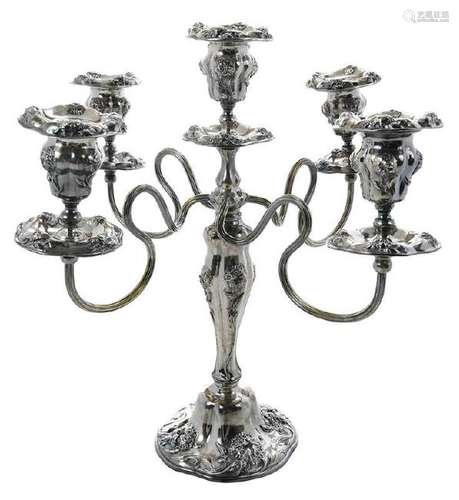 Silver-Plate Five-Cup Candelabra