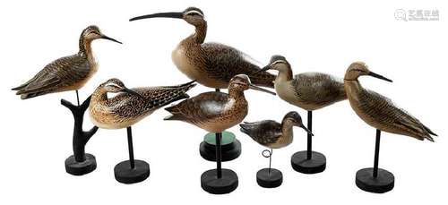 Seven Sandpiper Decoys Signed Reineri