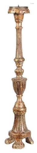 Gilt and Silvered Wood Pricket Candlestick