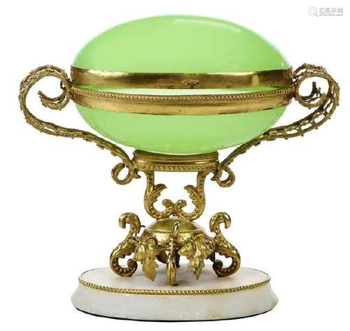 Green Opaline and Gilt Metal Casket