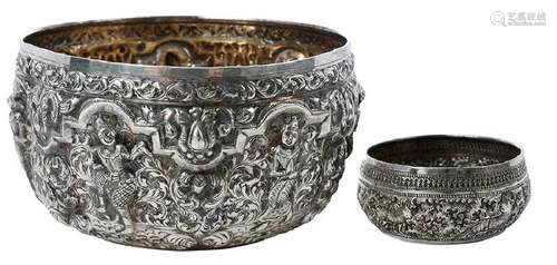 Two Thai Silver Bowls