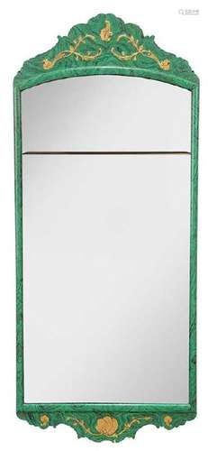 Malachite Faux-Painted and Parcel Gilt Mirror