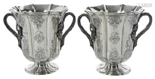 Pair of English Silver Wine Coolers