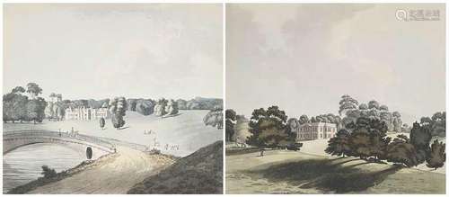 Two Period Aquatints of Houses