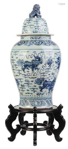 Blue and White Temple Jar