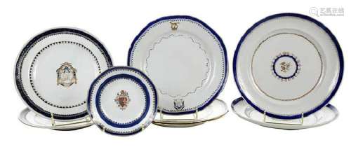 Eight Chinese Export Armorial Plates