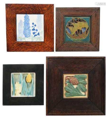 Four Arts and Crafts Tiles/Rookwood & Marblehead