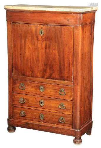 Empire Figured Walnut Secretaire-a-Abbatante