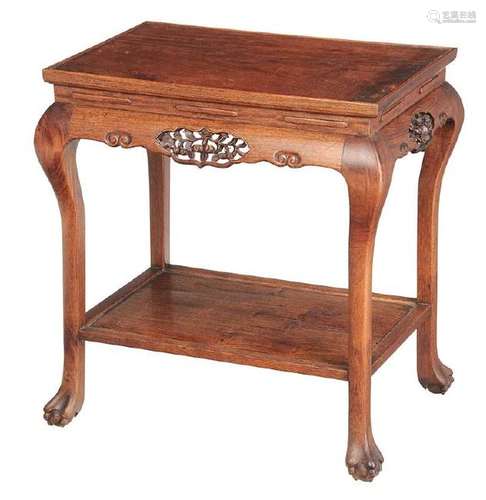 Chinese Carved Hardwood Tea Table