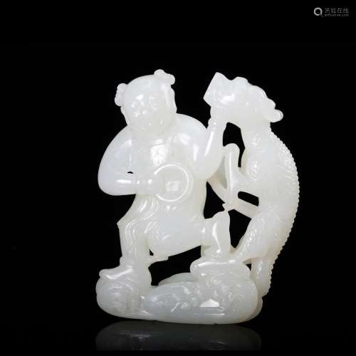 CHINESE WHITE JADE CARVED BOYS