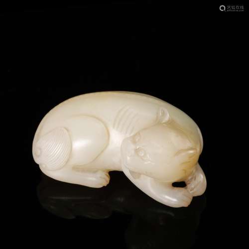 CHINESE WHITE JADE CARVED FOOLION
