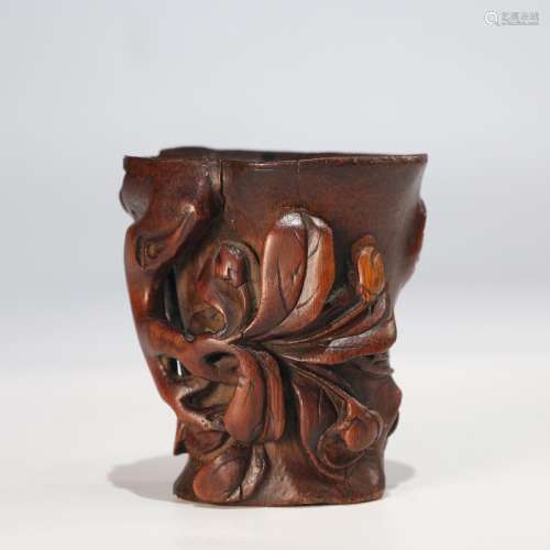 CHINESE BAMBOO CARVED LIBATION CUP