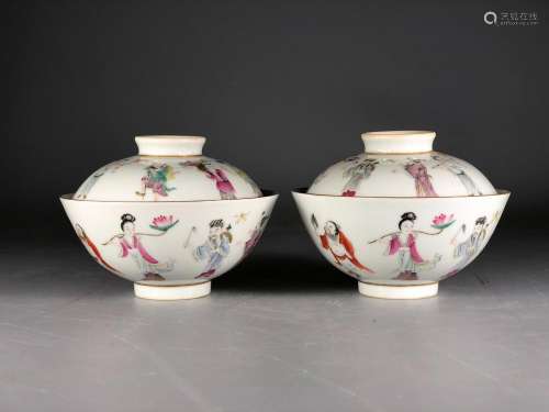 CHINESE FAMILLE ROSE PORCELAIN COVER BOWL