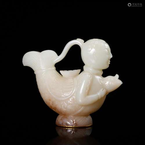 CHINESE JADE CARVED WATER COUPE