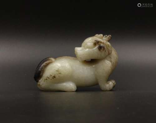 CHINESE WHITE JADE CARVED QILIN