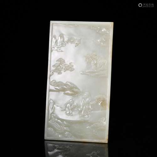 CHINESE WHITE JADE TABLE SCREEN