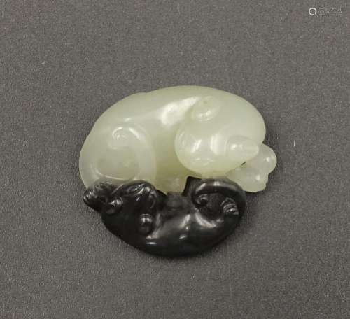 CHINESE JADE CARVED TWO CATS