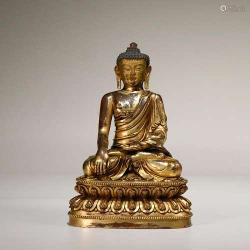 CHINESE GILT BRONZE SHAKYAMUNI