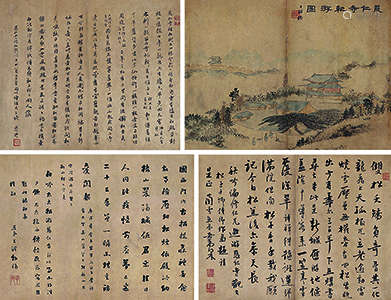 王泽（1761～1842） 慈仁寺纪游图 双挖横披 设色纸本