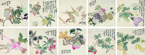 殷树柏（1769～1847） 壬辰（1832年）作 折枝花卉册 册页 设色纸本