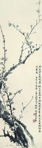 何福谦（近代） 庚午（1930年）作 寒梅着花图 立轴 水墨纸本