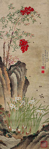 张常憙（清·同光） 丁卯（1867年）作 萱堂眉寿图 镜心 设色纸本
