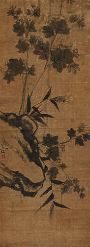 陈淳（1483～1544） 墨花图轴 立轴 水墨绢本
