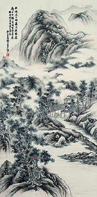 包弼臣（1831～1917） 丙子（1876年）作 云山隐居图 立轴 设色纸本