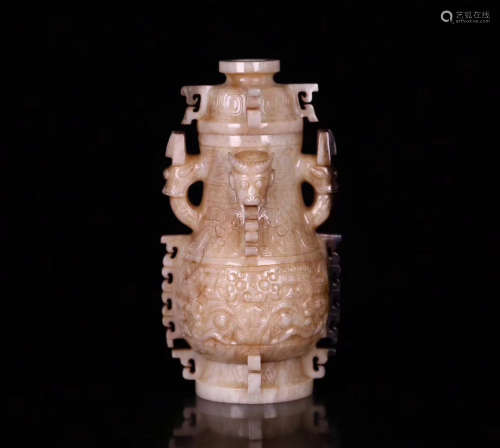 A GAOGU HETIAN JADE CARVED VASE