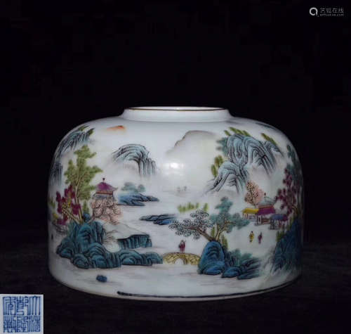 A FAMILLE-ROSE LANDSCAPE JAR