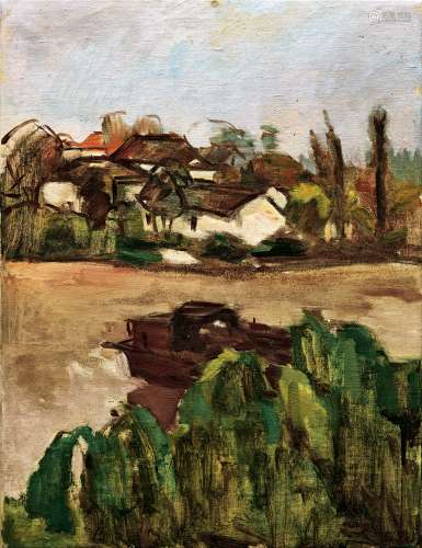 吕斯百（1905～1973） 江边风景 油彩 画布