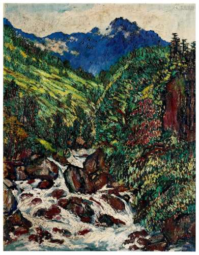 刘海粟（1896～1994） 1954年作 黄山桃花峰 油彩 画布